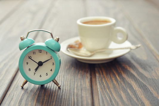 tea cup on table with timer