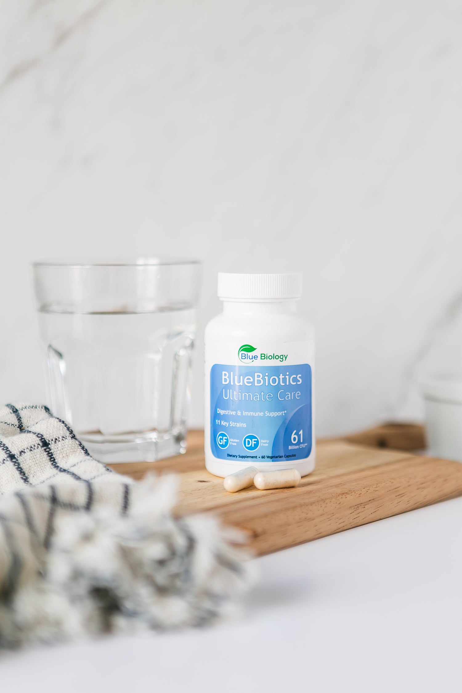 probiotic BlueBiotics ultimate care bottle with capsules