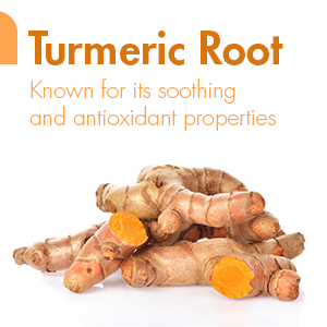 turmeric root. known for its soothing and antioxidant properties